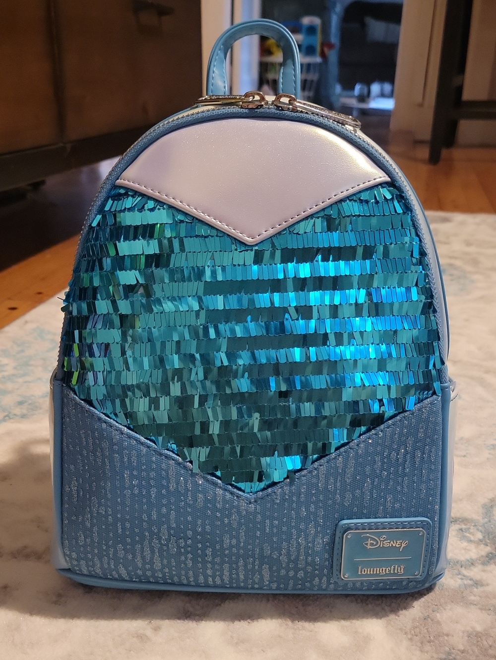 Loungefly Blue Frozen Sequin Mini Backpack